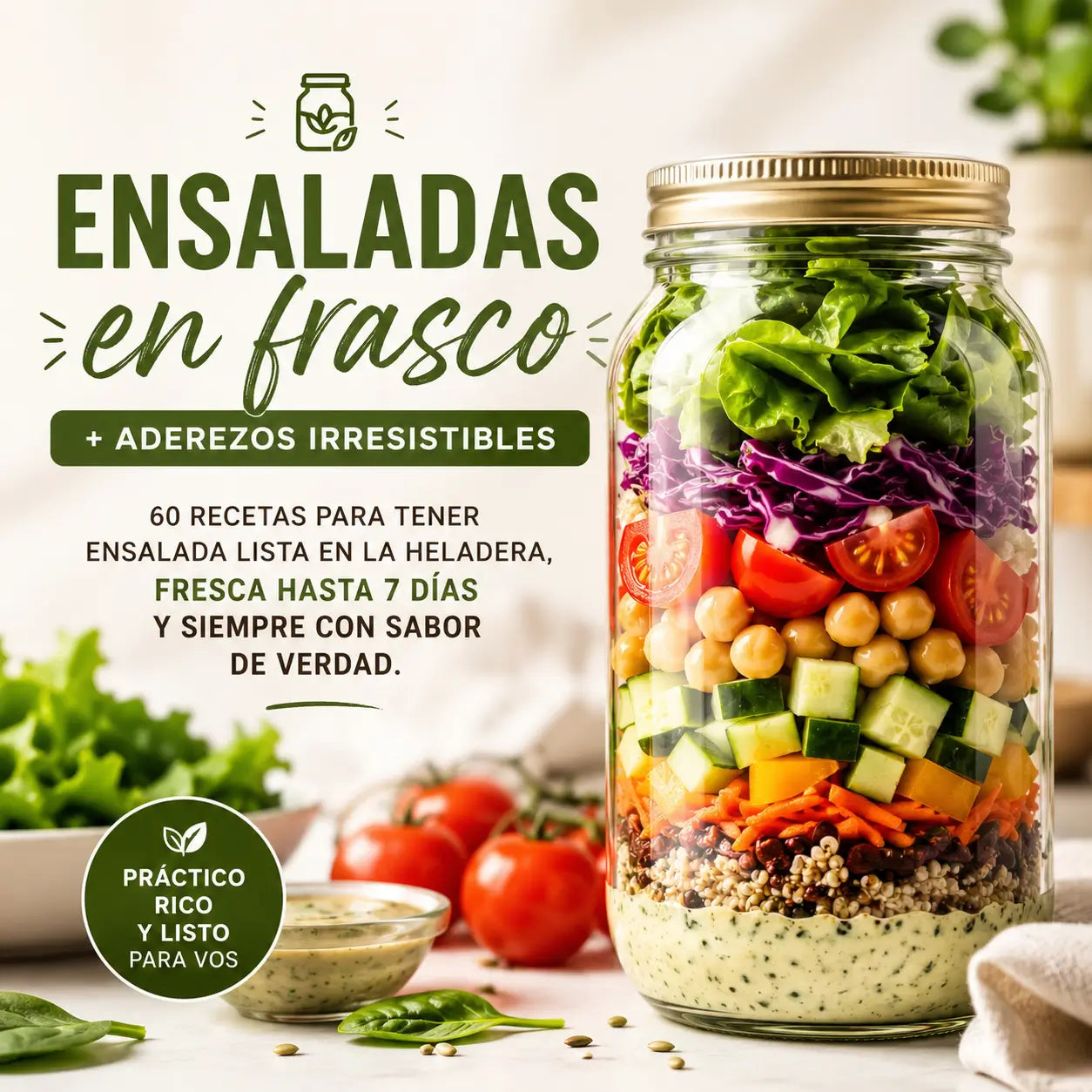 +60 Ensaladas + Aderezos Irresistibles 🔥